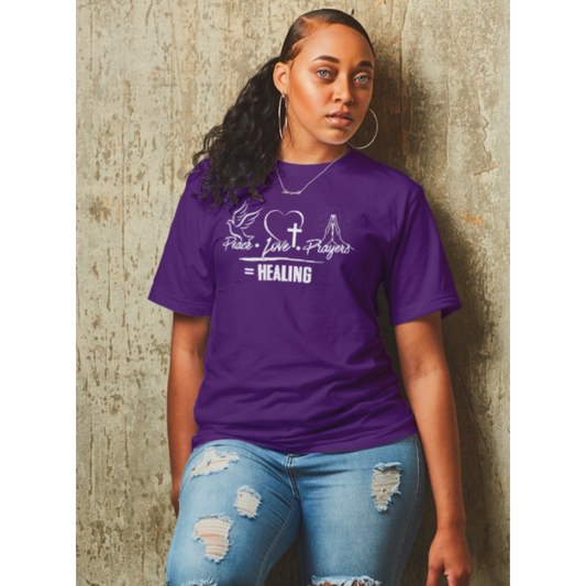 Peace, Love, Prayer=Healing Premium Tee