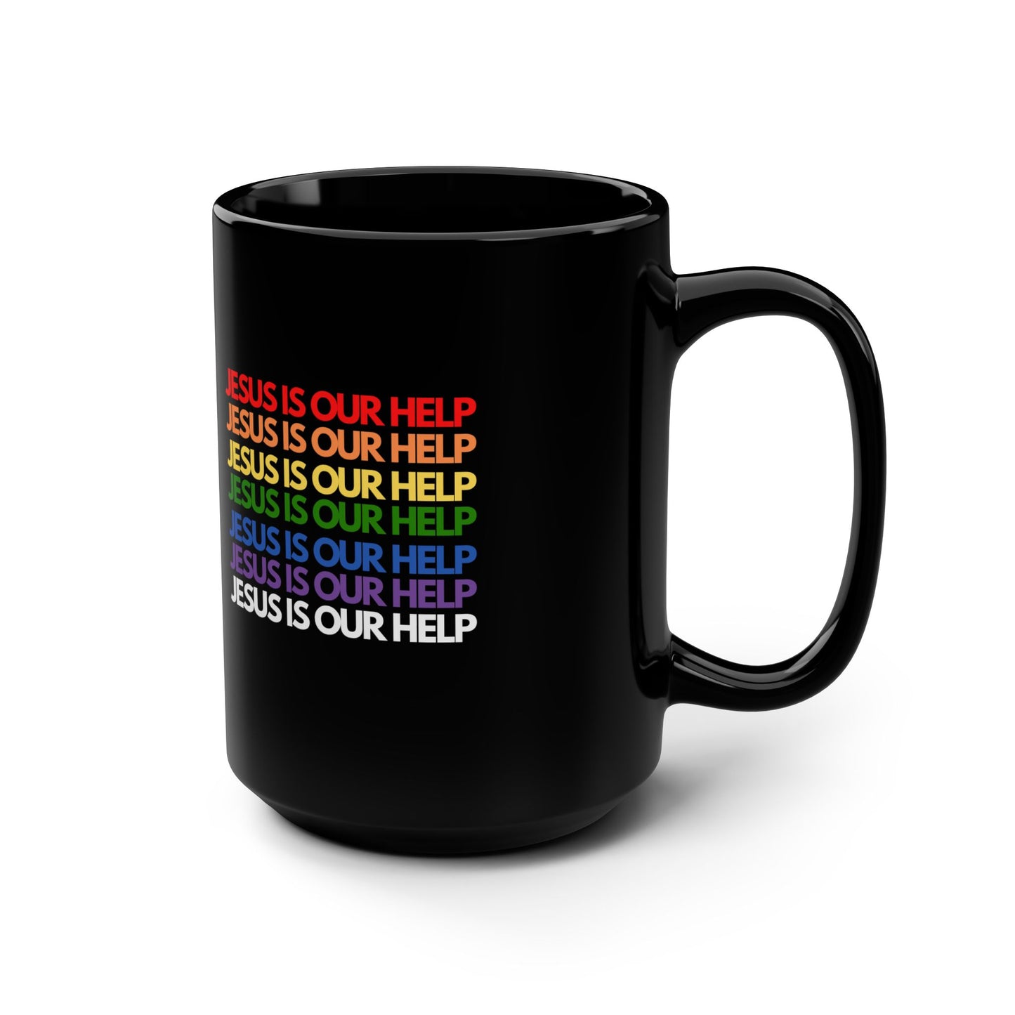 Jesus Is Our Help Black Mug, 15oz