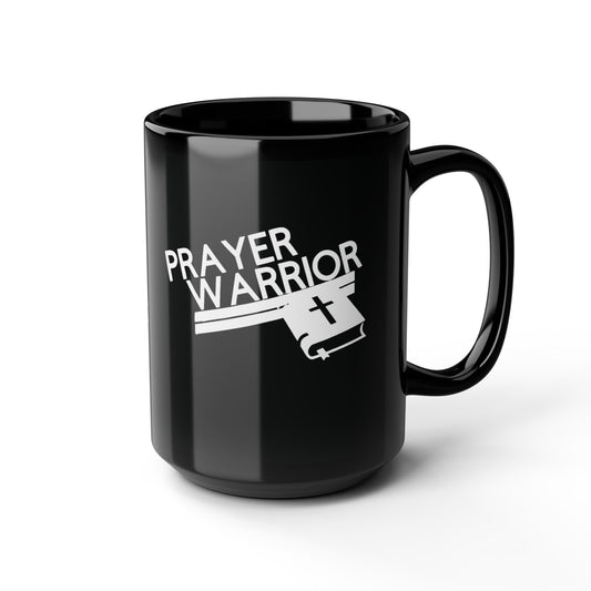 Prayer Warrior Black Mug, 15oz