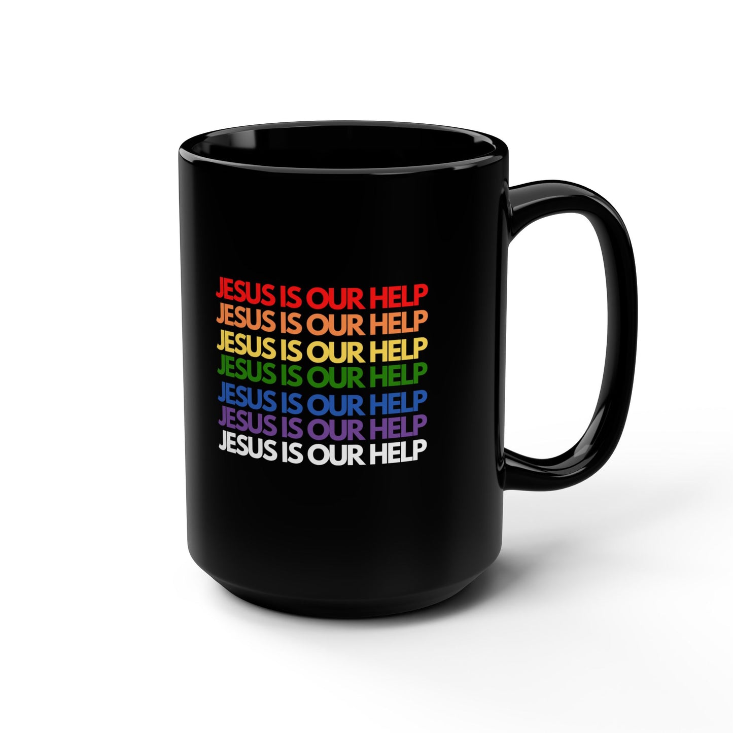 Jesus Is Our Help Black Mug, 15oz