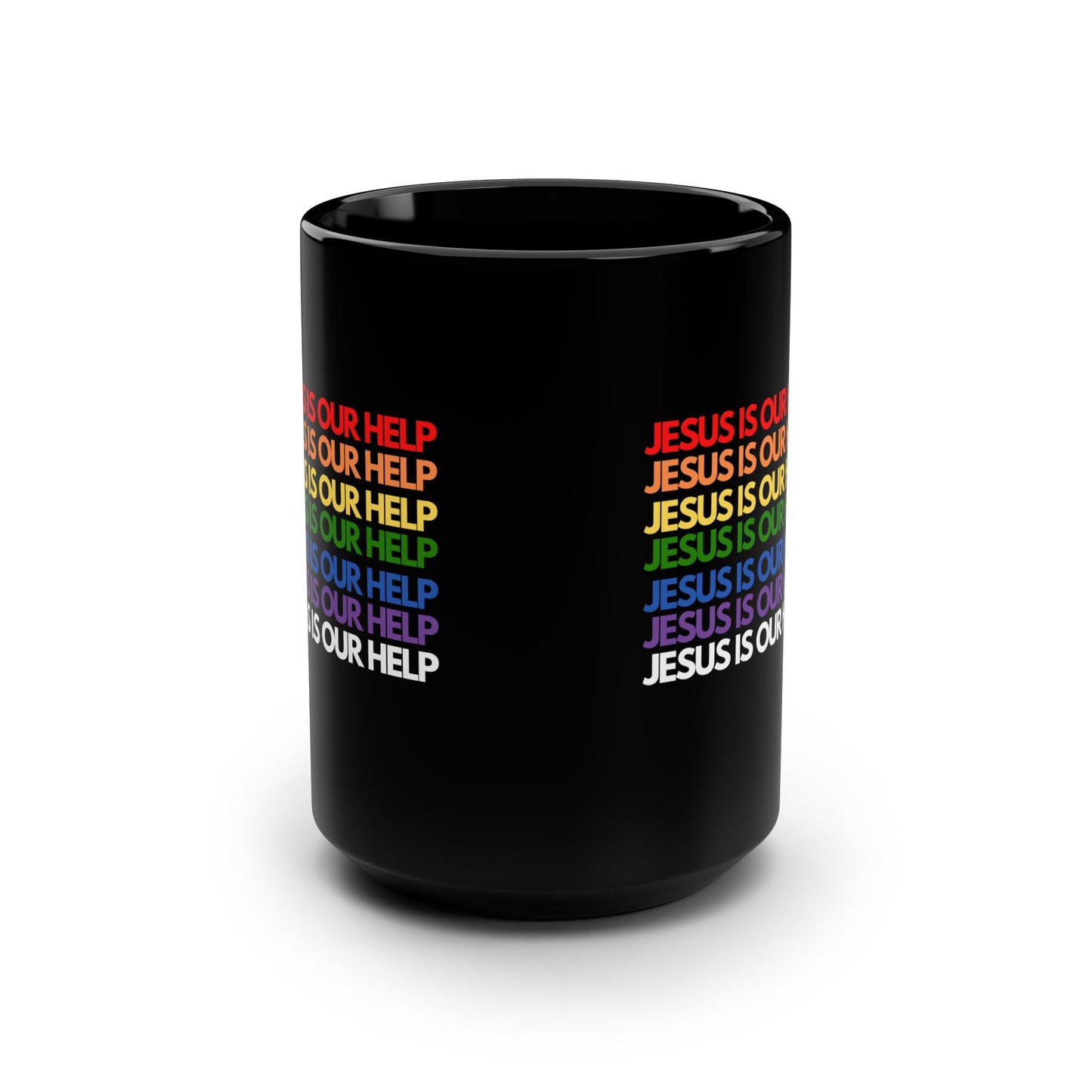 Jesus Is Our Help Black Mug, 15oz