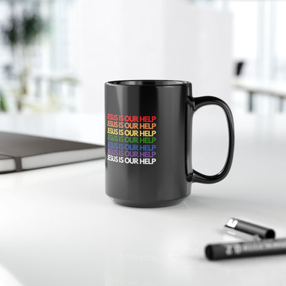 Jesus Is Our Help Black Mug, 15oz