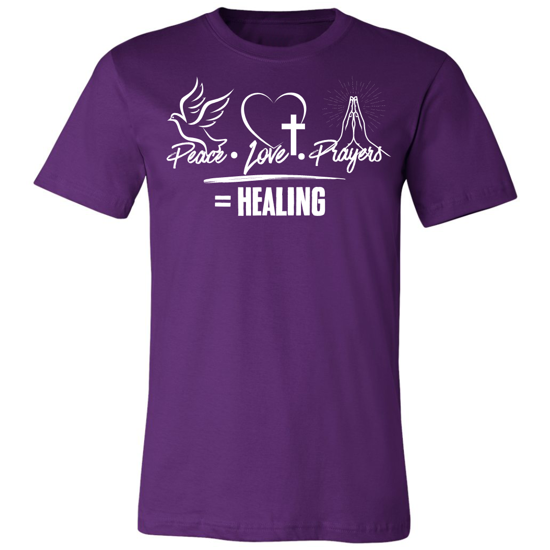 Peace, Love, Prayer=Healing Unisex T-Shirts