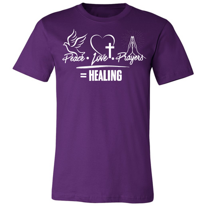 Peace, Love, Prayer=Healing Premium Tee