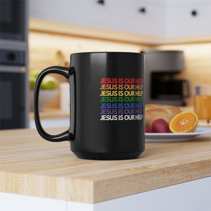 Jesus Is Our Help Black Mug, 15oz