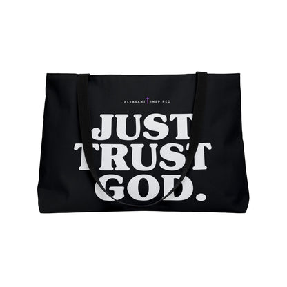 Weekender Tote Bag — "Just Trust God" Christian Canvas Tote